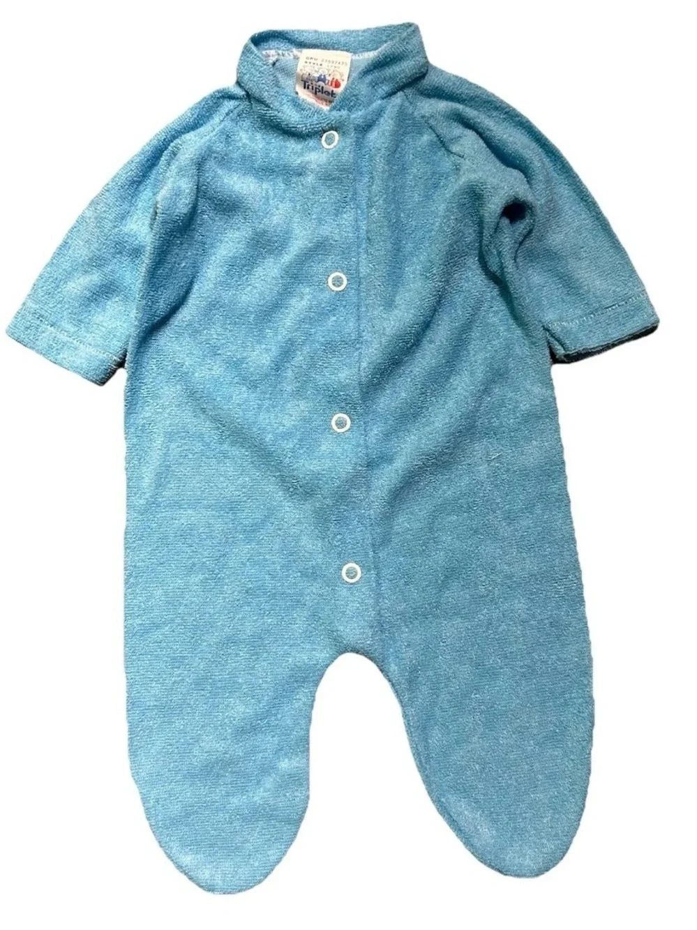 Vintage Baby Triplets Terry Cloth Footie Pajamas Size 0-3 Months